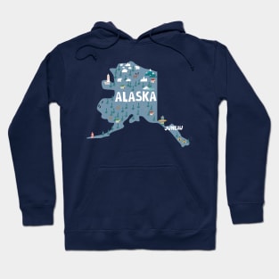 Alaska illustrated map Hoodie